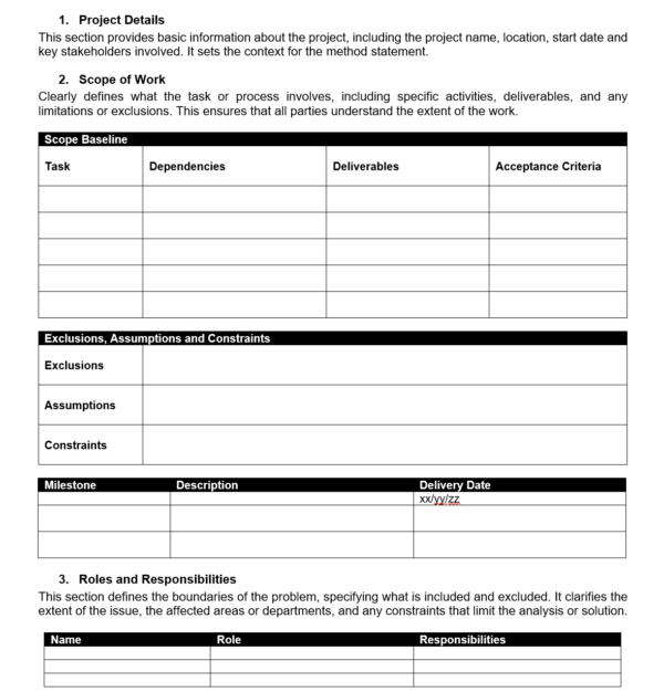 Method Statement Writing